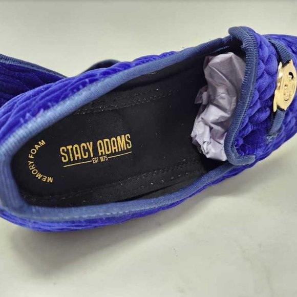 Men\'s 10 Stacy Adams Valet blue velour bit slip on loafers shoes